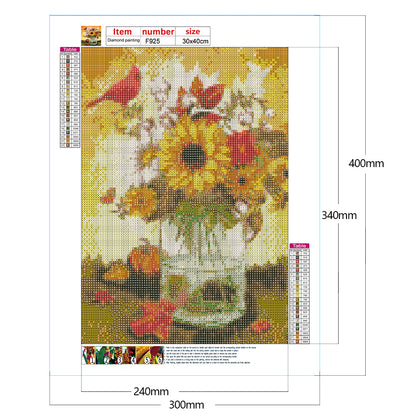 Bird In Vase - Full Square Drill Diamond Painting 30*40CM