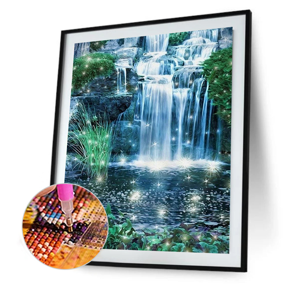 Forest Waterfall - Full Square Drill Diamond Painting 30*40CM