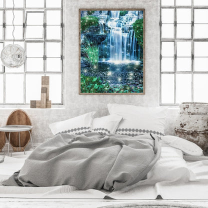 Forest Waterfall - Full Square Drill Diamond Painting 30*40CM