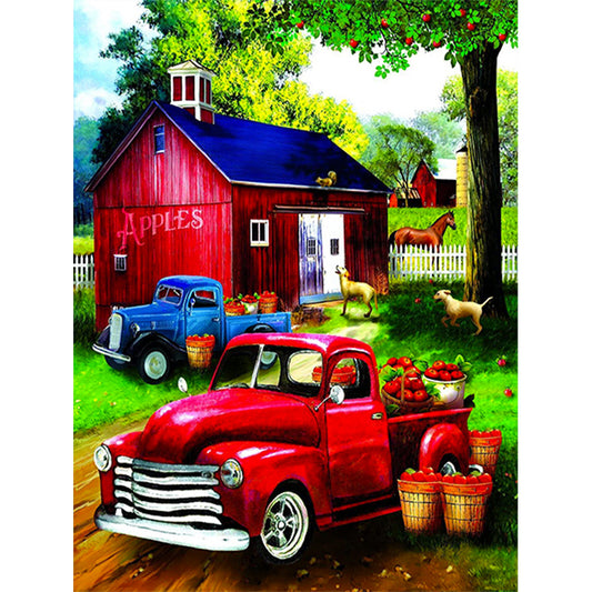 Red Classic Car - Full Square Drill Diamond Painting 40*50CM