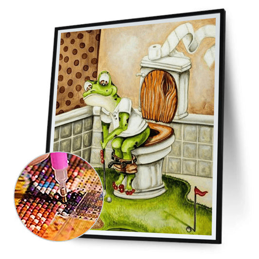 Frog Sitting On Toilet - Full Round Drill Diamond Painting 50*60CM
