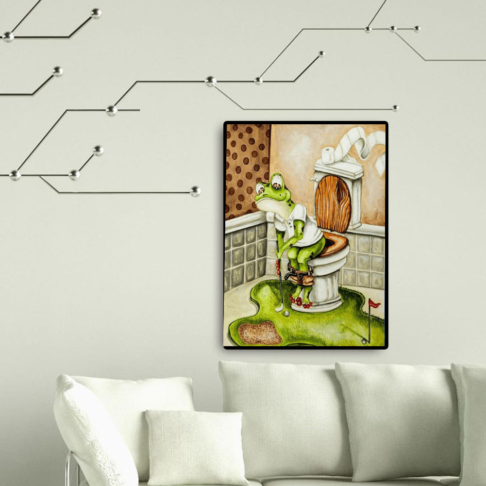 Frog Sitting On Toilet - Full Round Drill Diamond Painting 50*60CM