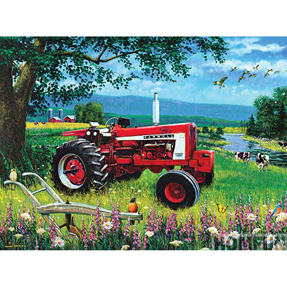 Red Truck - Full Round Drill Diamond Painting 50*40CM