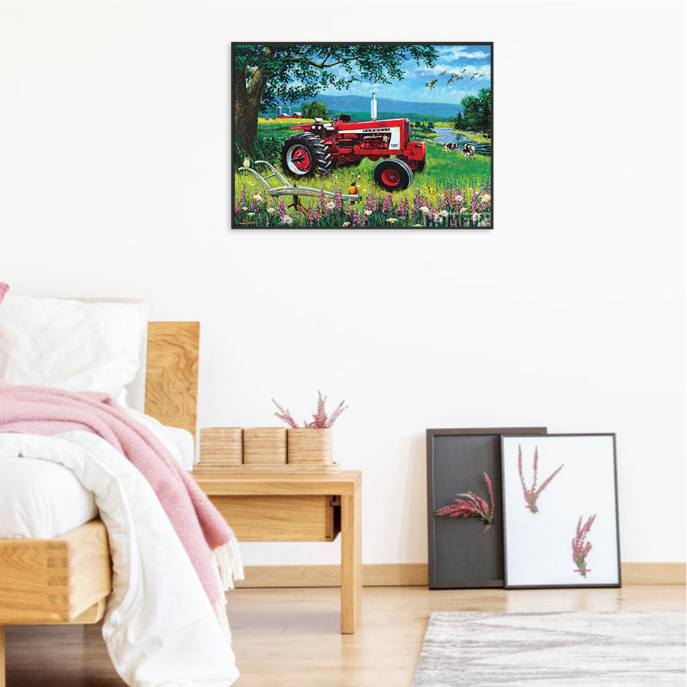 Red Truck - Full Round Drill Diamond Painting 50*40CM