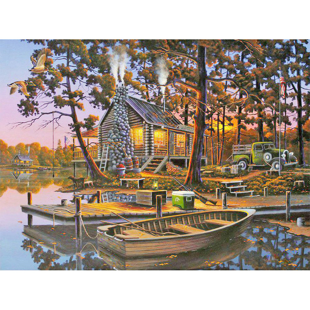 Pier Cottage - Full Round Drill Diamond Painting 50*40CM
