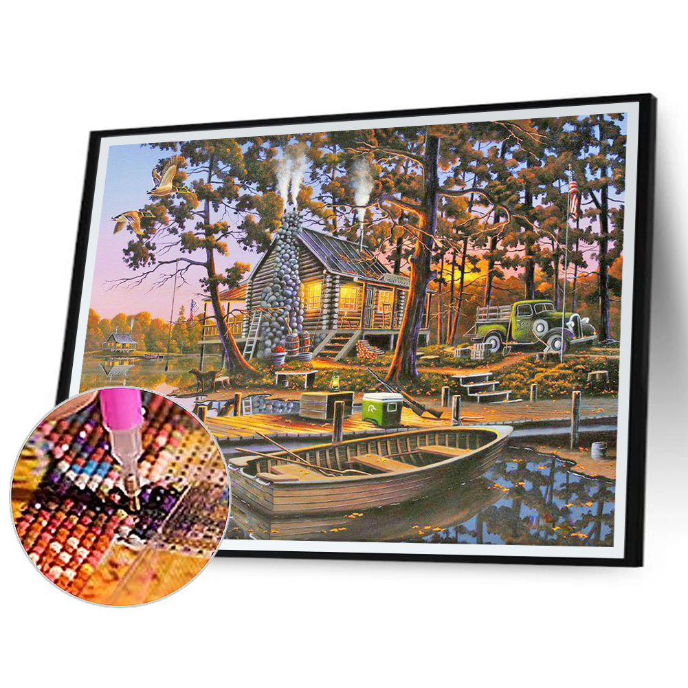Pier Cottage - Full Round Drill Diamond Painting 50*40CM