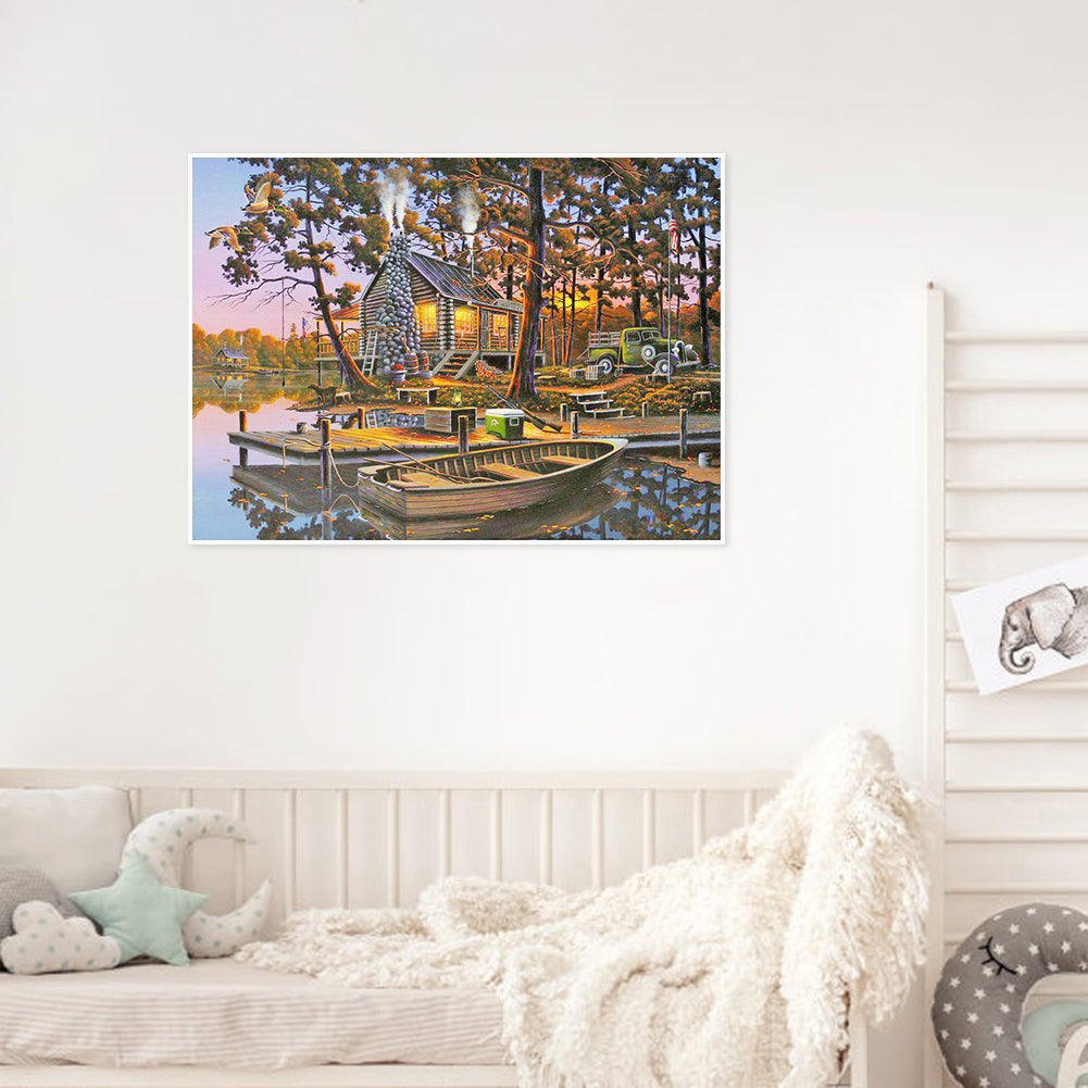 Pier Cottage - Full Round Drill Diamond Painting 50*40CM