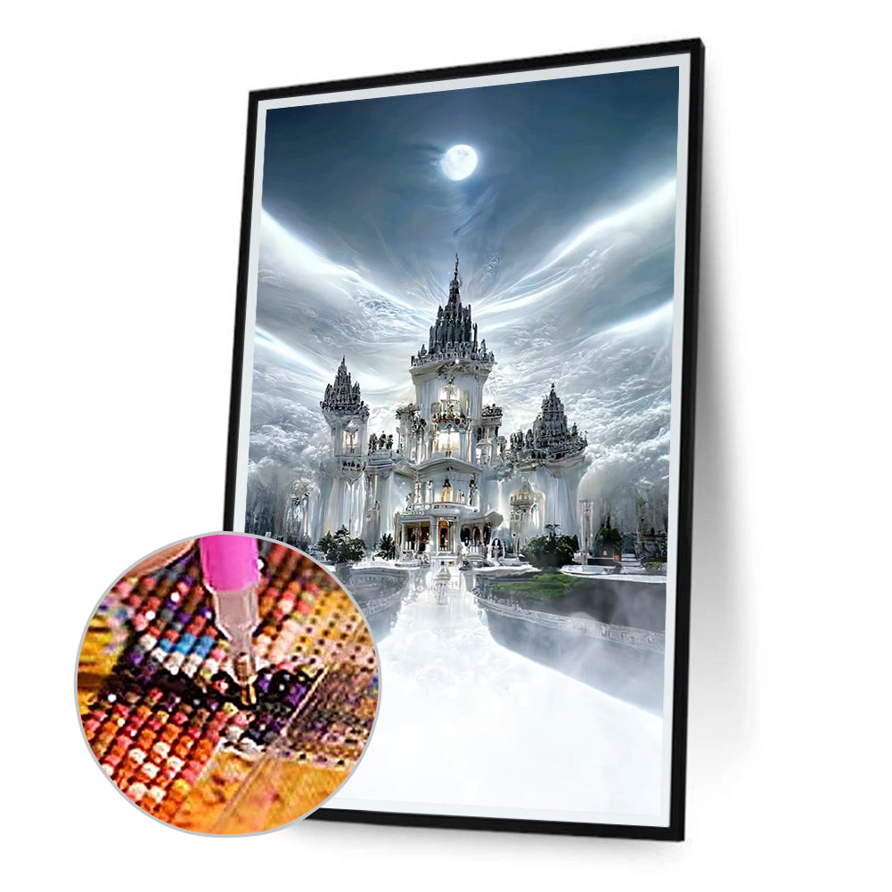 Fantasy White Palace - Full Round Drill Diamond Painting 40*70CM