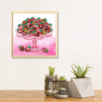 Chocolate Dessert With Strawberries - Special Shaped Drill Diamond Painting 30*30CM