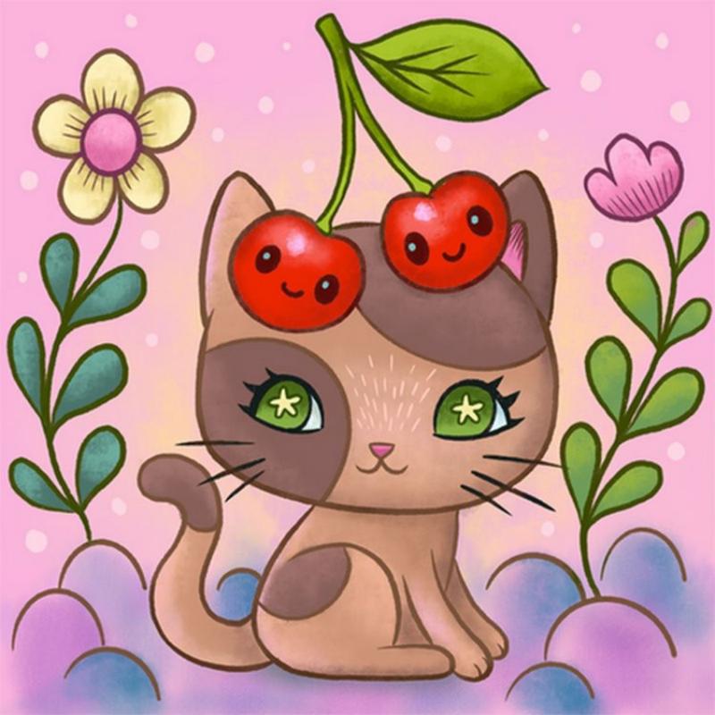 Kitten - Full Round Drill Diamond Painting 40*40CM
