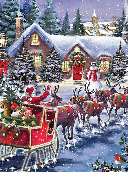 Christmas Snow Scene - Full Round Drill Diamond Painting 40*50CM