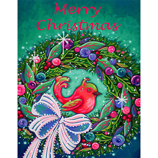 Christmas Bird Wreath - Full Round Drill Diamond Painting 30*40CM