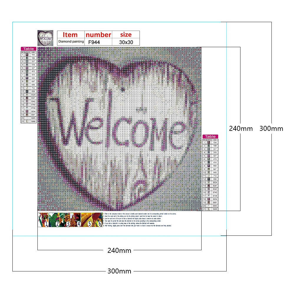 Welcome Calligraphy - Full Square Drill Diamond Painting 30*30CM
