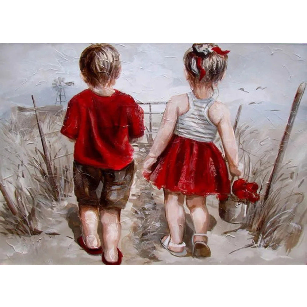 Play Children 40*30CM(Canvas) Full Round Drill Diamond Painting