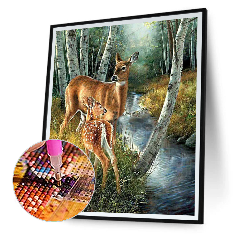 Sika Deer 40*50CM(Canvas) Full Round Drill Diamond Painting