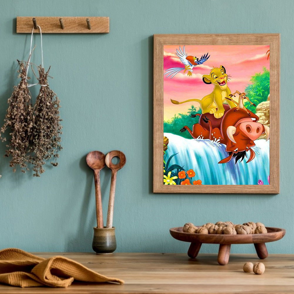 Pumbaa And Simba 40*50CM(Canvas) Full Round Drill Diamond Painting
