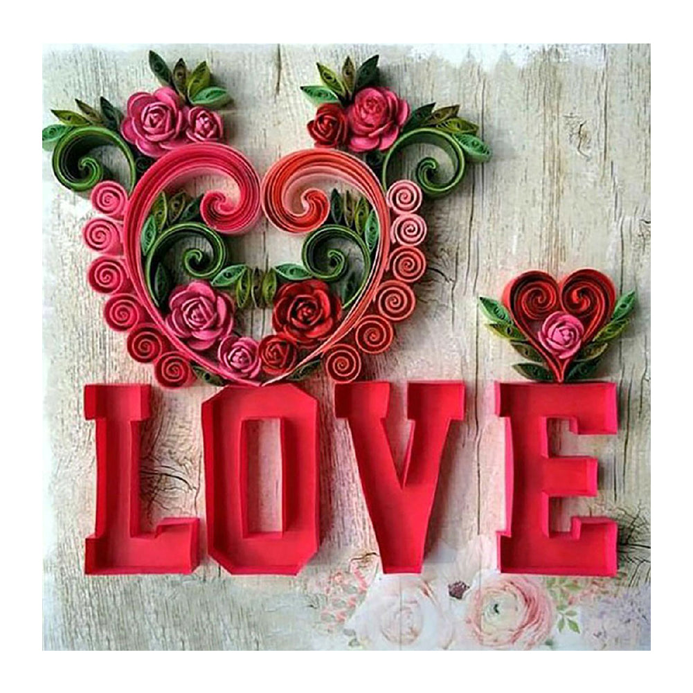 Love Calligraphy And Painting 30*30CM(Canvas) Full Square Drill Diamond Painting