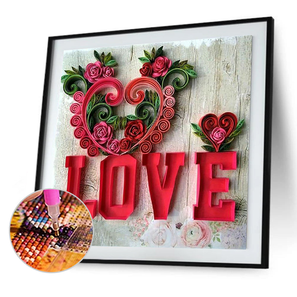 Love Calligraphy And Painting 30*30CM(Canvas) Full Square Drill Diamond Painting