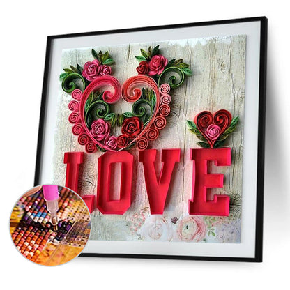 Love Calligraphy And Painting 30*30CM(Canvas) Full Square Drill Diamond Painting