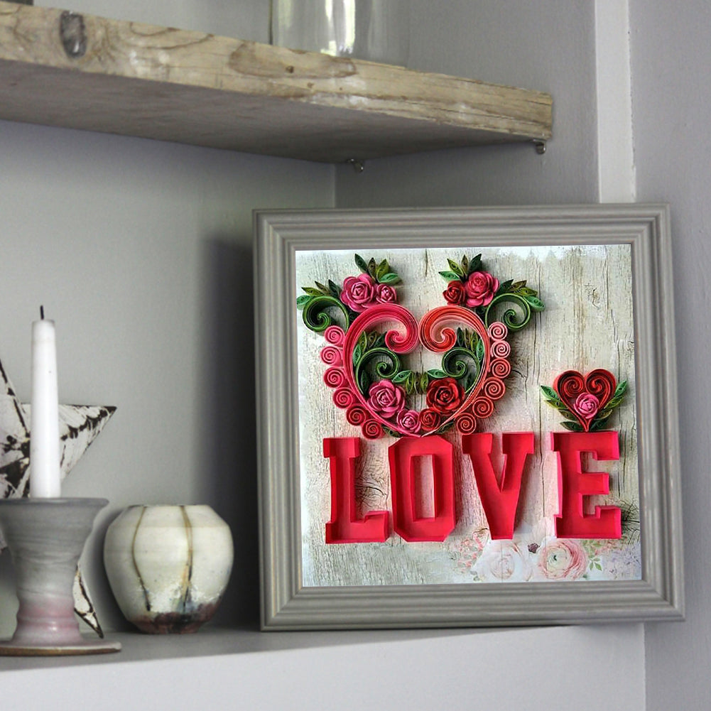 Love Calligraphy And Painting 30*30CM(Canvas) Full Square Drill Diamond Painting
