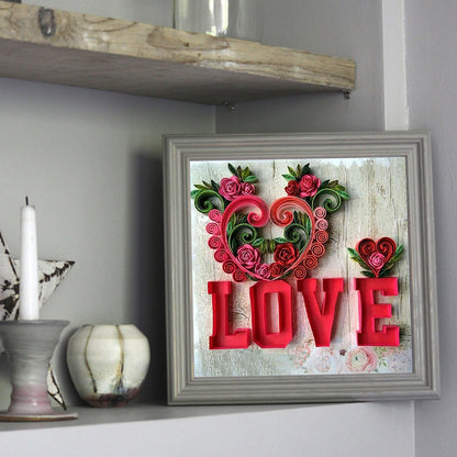 Love Calligraphy And Painting 30*30CM(Canvas) Full Square Drill Diamond Painting