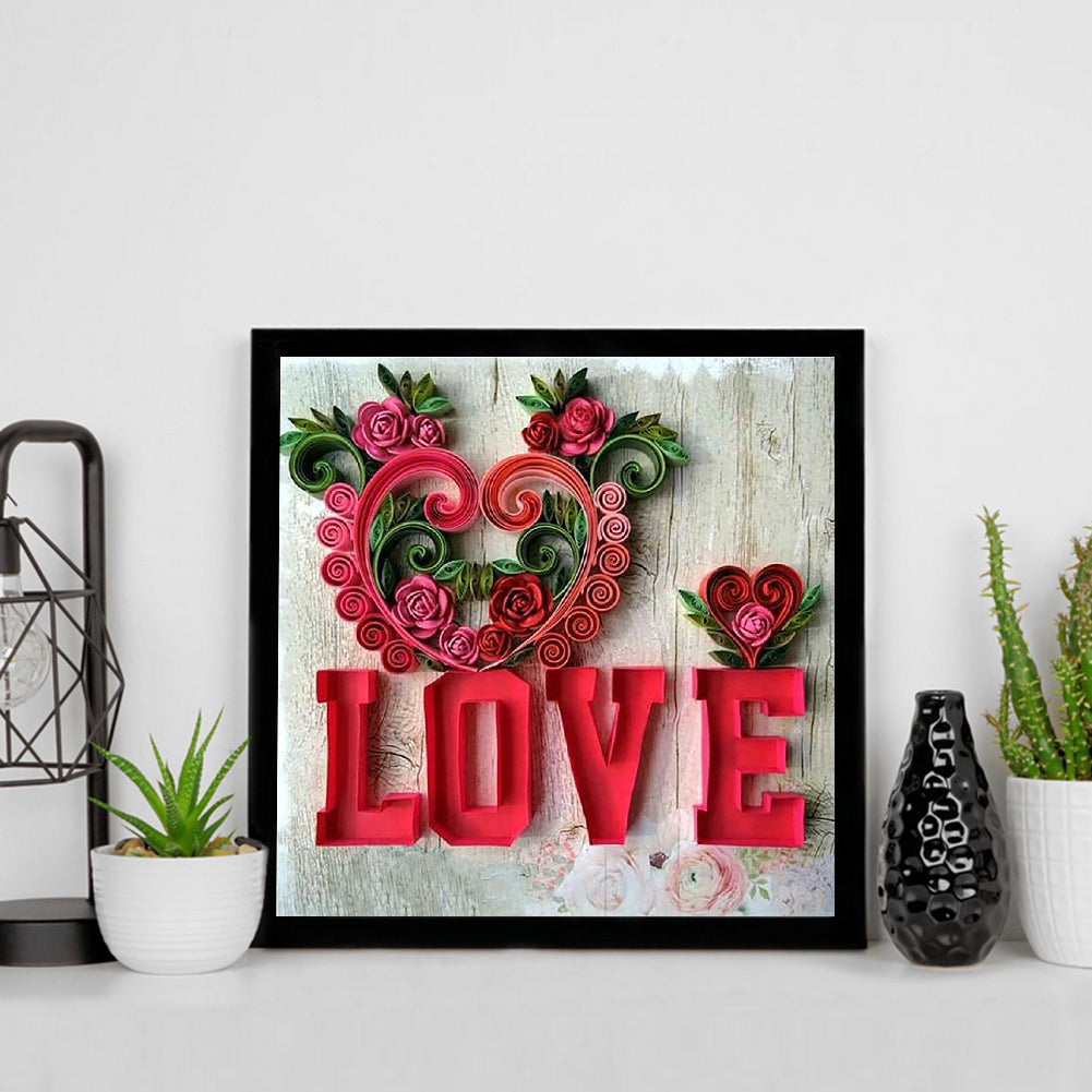 Love Calligraphy And Painting 30*30CM(Canvas) Full Square Drill Diamond Painting
