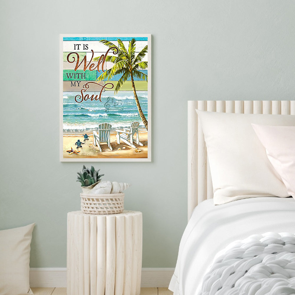 Seaside Beach Lounger - Full Round Drill Diamond Painting 30*40CM