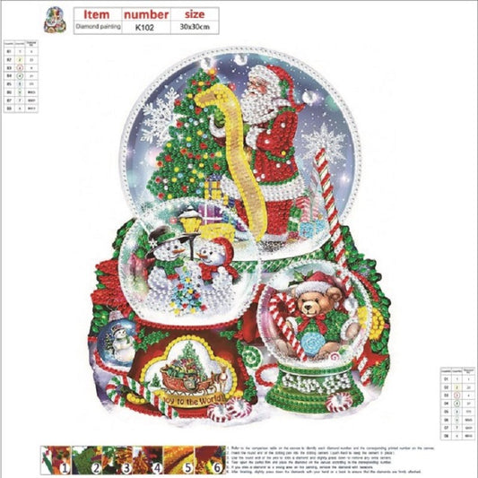 Santa Crystal Ball - Special Shaped Drill Diamond Painting 30*30CM