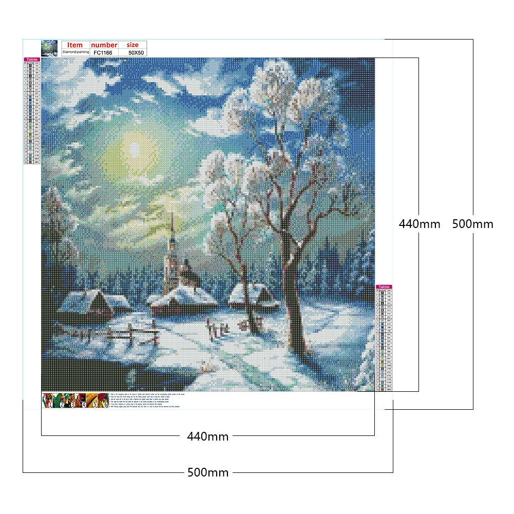 Snow Village - Full Square Drill Diamond Painting 50*50CM