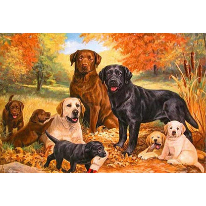 Puppy Forest Party - Full Round Drill Diamond Painting 50*40CM
