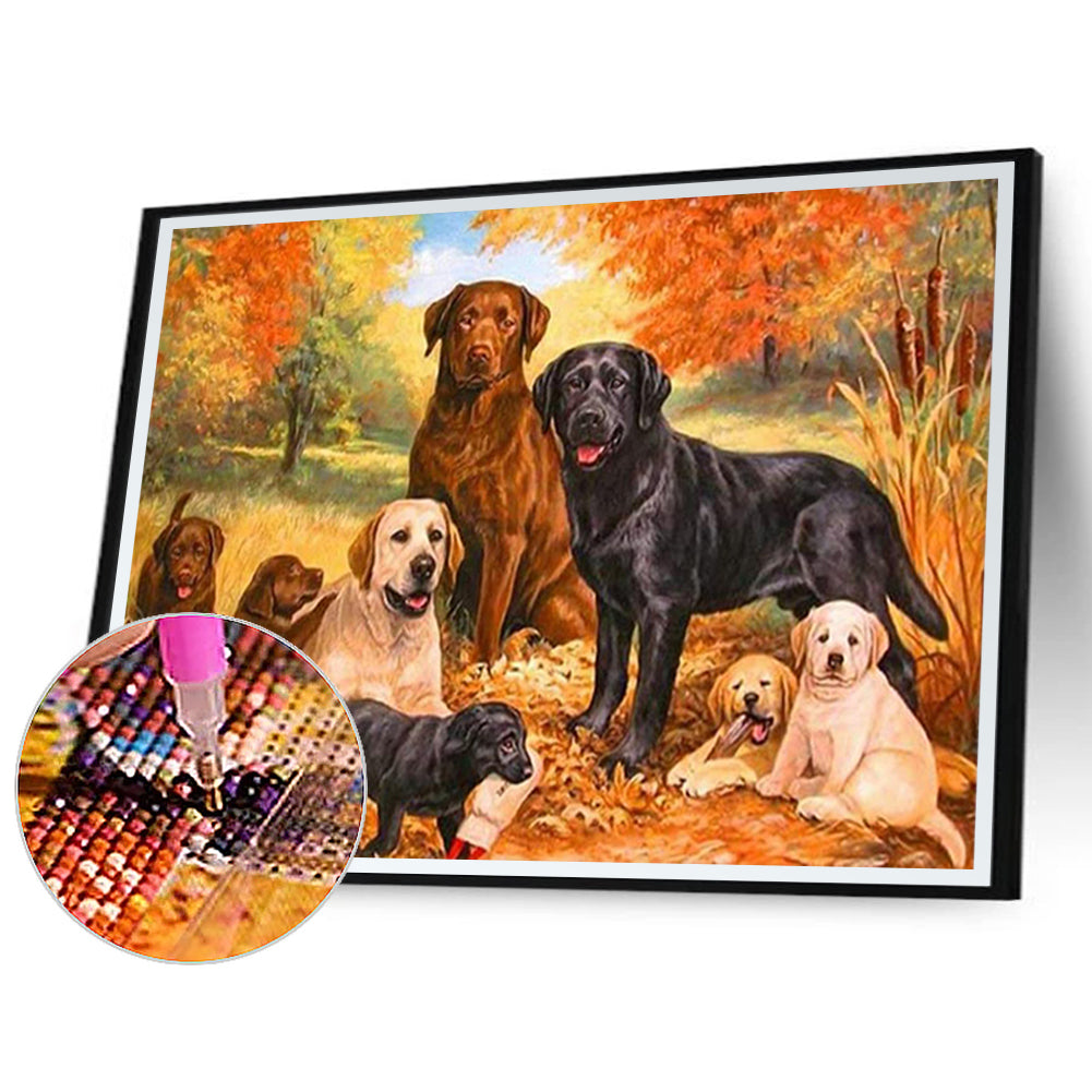Puppy Forest Party - Full Round Drill Diamond Painting 50*40CM
