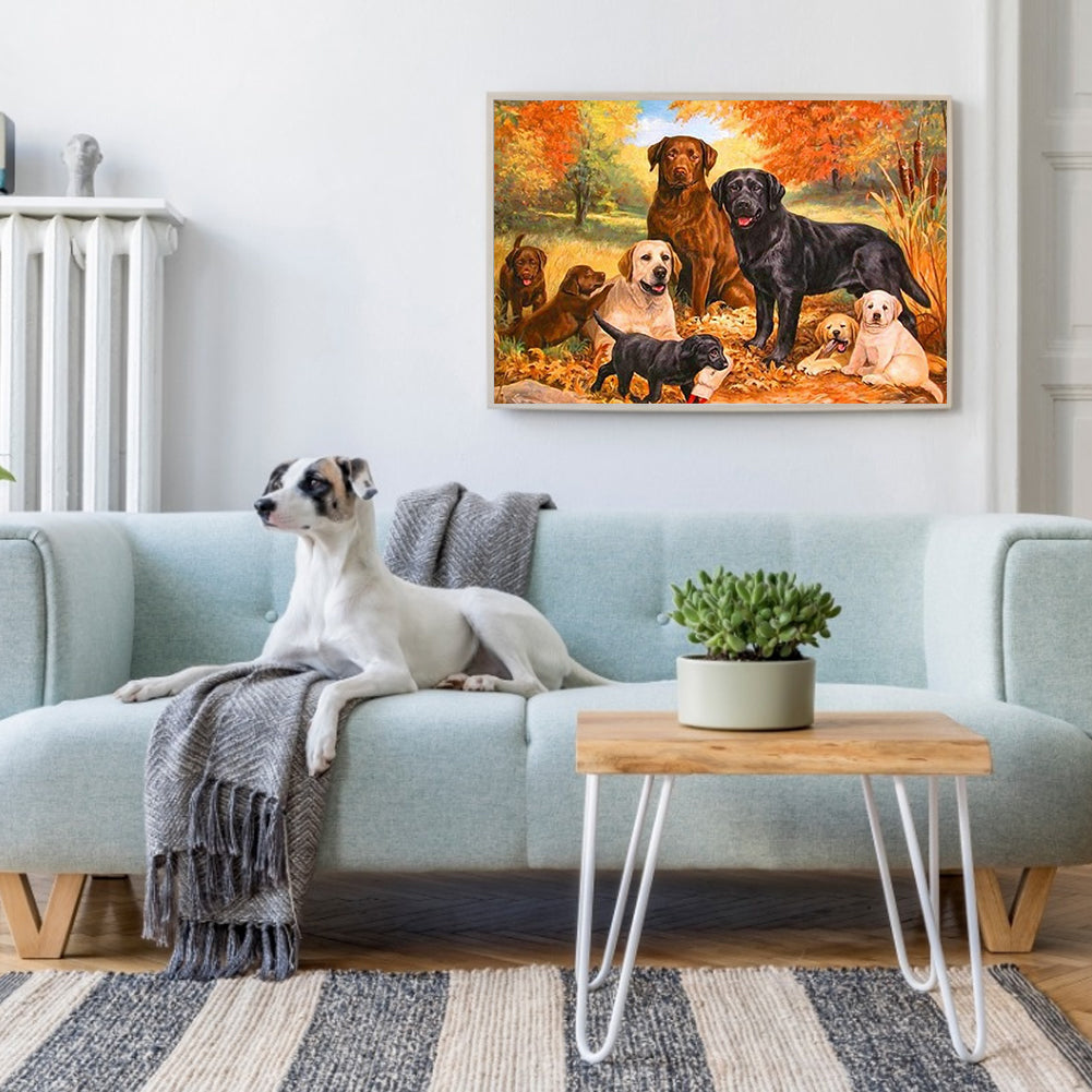Puppy Forest Party - Full Round Drill Diamond Painting 50*40CM