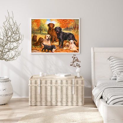 Puppy Forest Party - Full Round Drill Diamond Painting 50*40CM