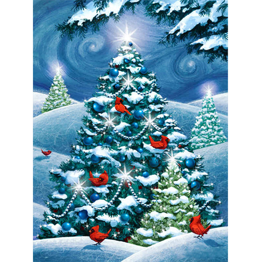 Snow Christmas Tree - Full Round Drill Diamond Painting 30*40CM