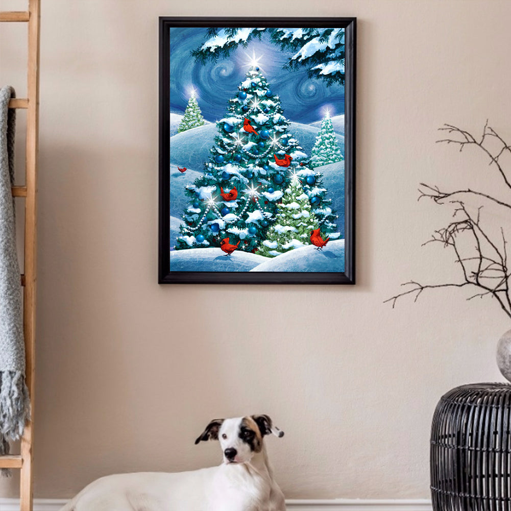 Snow Christmas Tree - Full Round Drill Diamond Painting 30*40CM