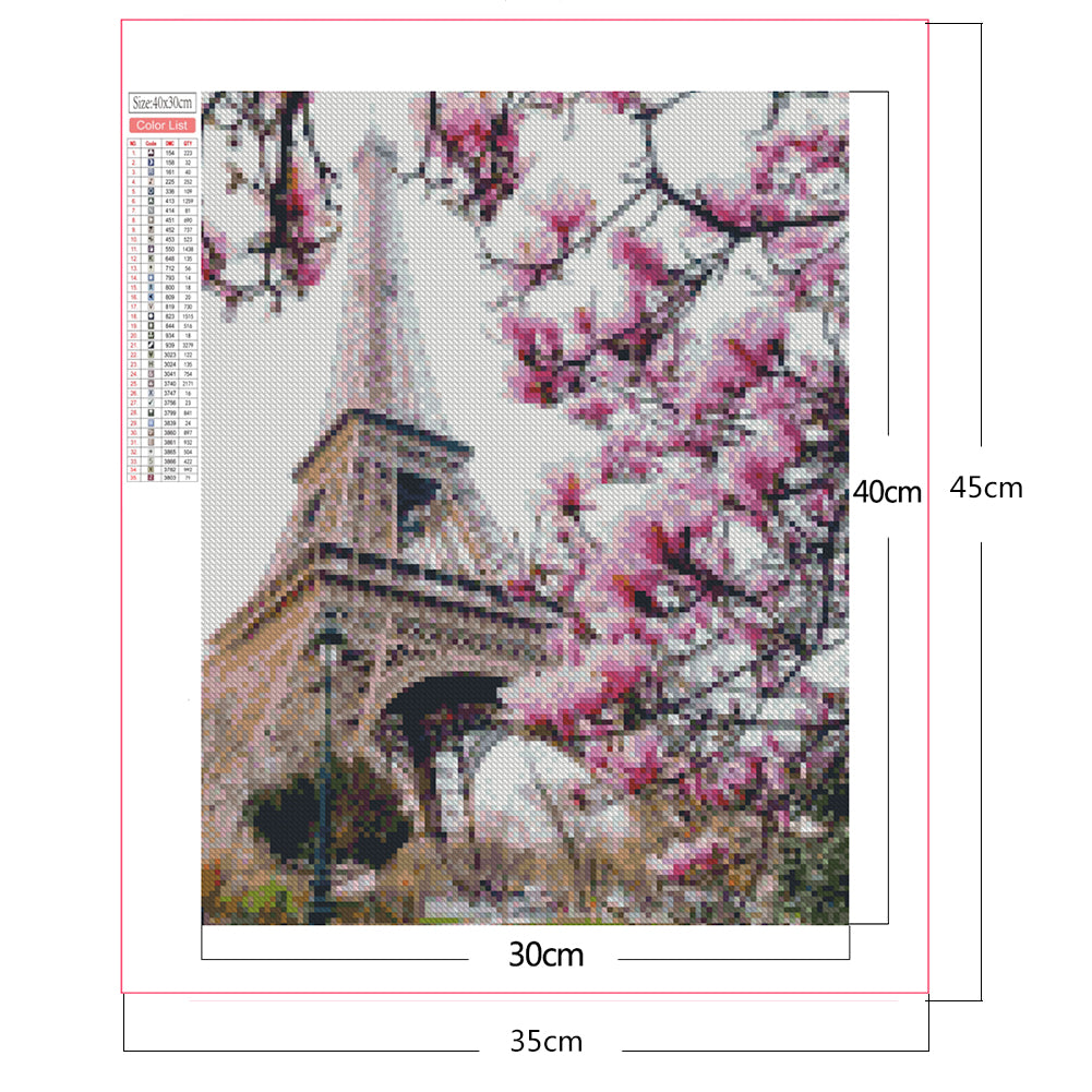 View Of The Eiffel Tower - Full Square Drill Diamond Painting 30*40CM