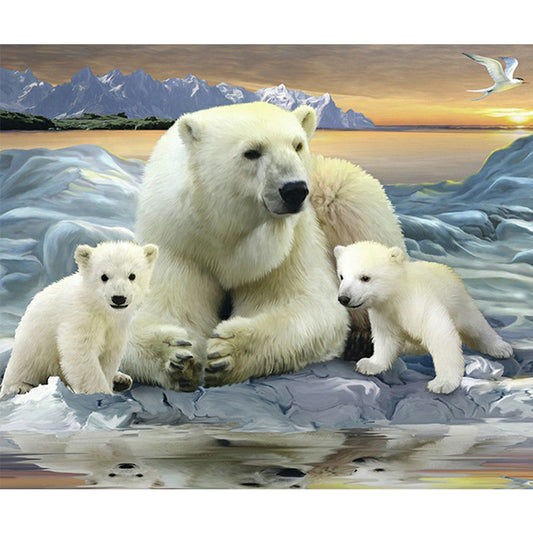 Polar Bear Family - Full Square Drill Diamond Painting 60*50CM