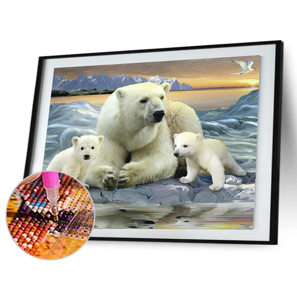 Polar Bear Family - Full Square Drill Diamond Painting 60*50CM