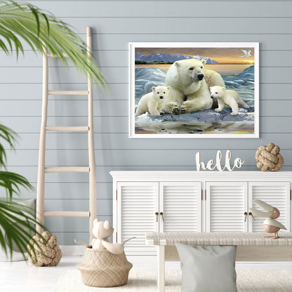 Polar Bear Family - Full Square Drill Diamond Painting 60*50CM