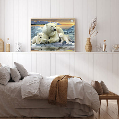 Polar Bear Family - Full Square Drill Diamond Painting 60*50CM