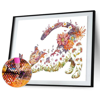 Flower Cat - Full Square Drill Diamond Painting 40*30CM