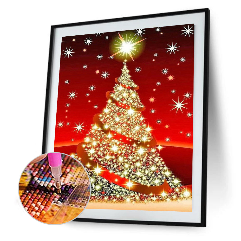 Golden Glowing Christmas Tree - Full Round Drill Diamond Painting 40*50CM