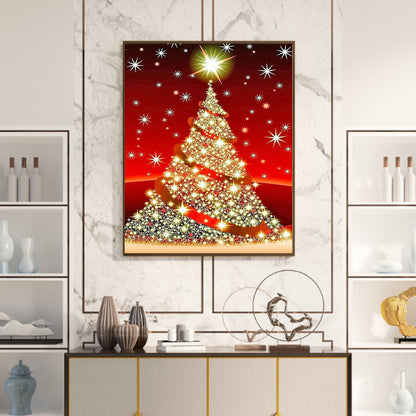 Golden Glowing Christmas Tree - Full Round Drill Diamond Painting 40*50CM