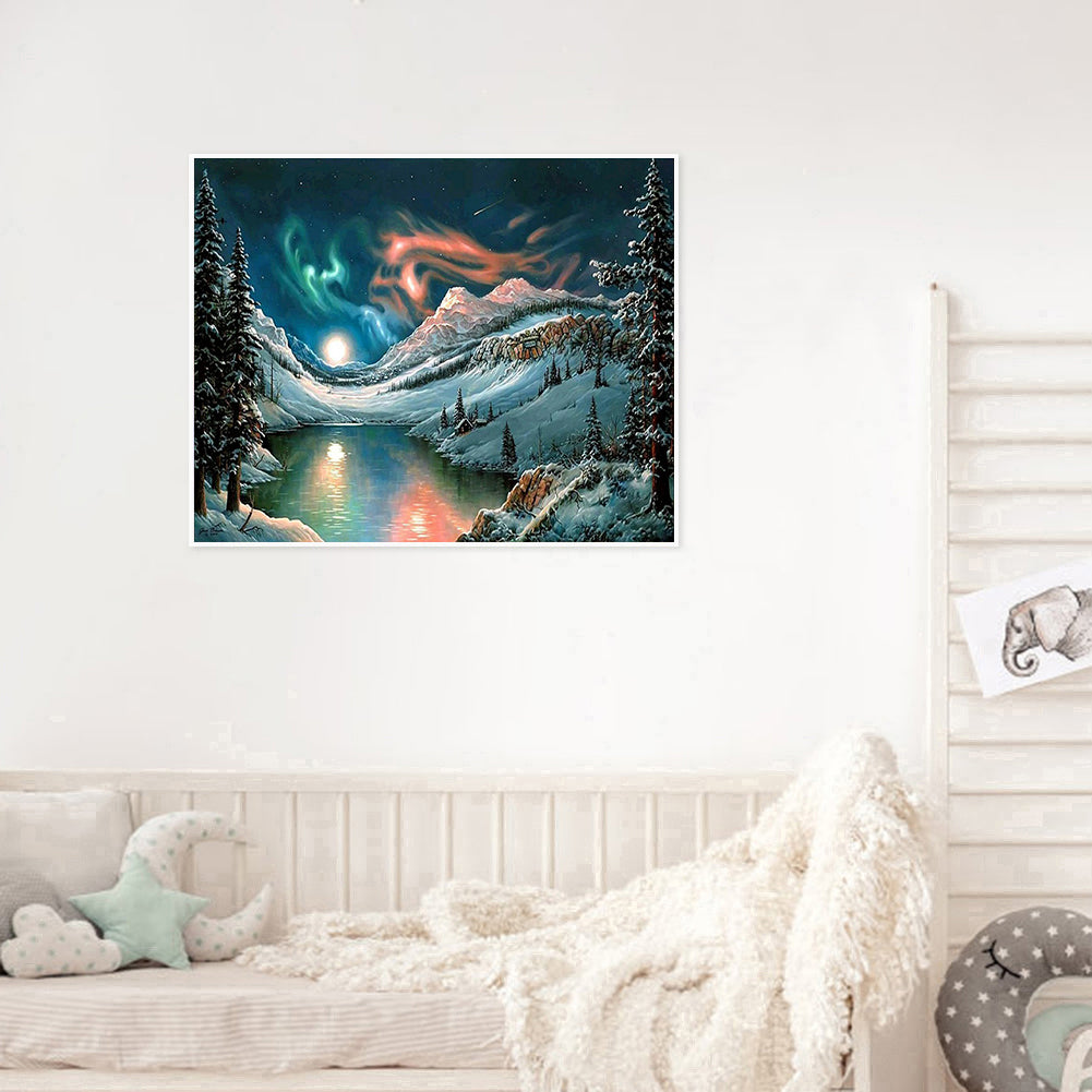 Aurora Iceberg Lake - Full Round Drill Diamond Painting 50*40CM