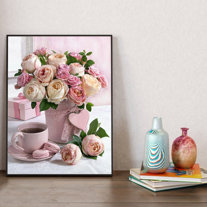 Pink Rose Bouquet - Full Round Drill Diamond Painting 30*40CM