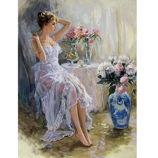 Elegant Woman - Full Round Drill Diamond Painting 40*50CM