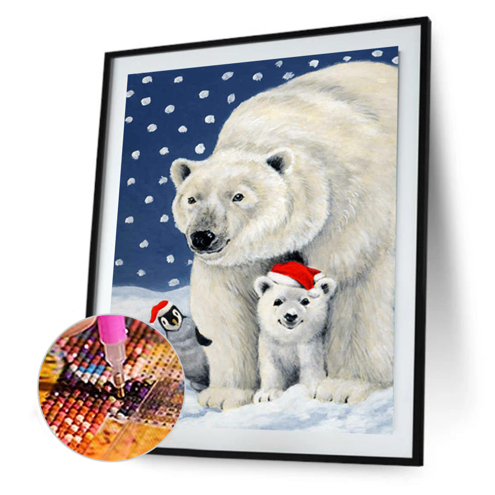 Polar Bear And Little Penguin - Full Round Drill Diamond Painting 30*40CM