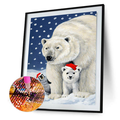 Polar Bear And Little Penguin - Full Round Drill Diamond Painting 30*40CM