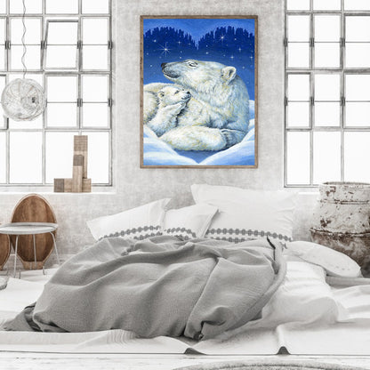 Polar Bear Mother And Child - Full Round Drill Diamond Painting 30*40CM