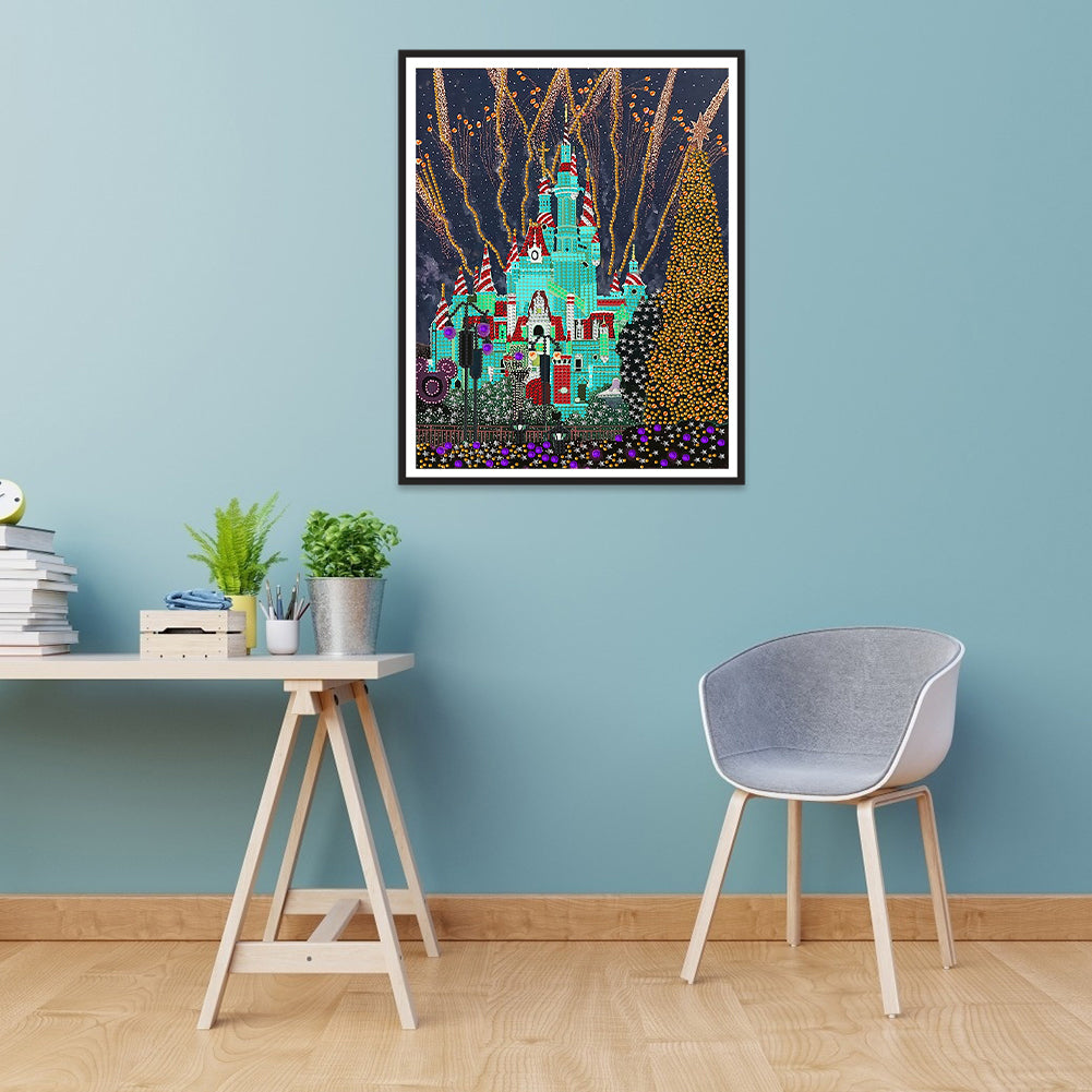 Fireworks Castle - Special Shaped Drill Diamond Painting 30*40CM